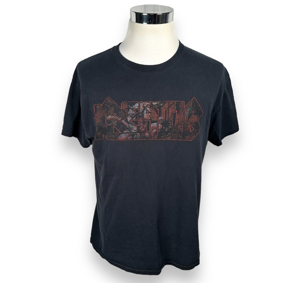 Vintage Kreator T-Shirt Mens Large Black European Thrash Metal Band Spell Out - Picture 1 of 9